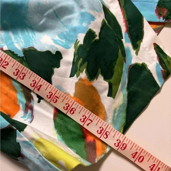 London Times Watercolor Print Ruched Wrap Dress Size 10 Sheath Sleeveless - Picture 4 of 6